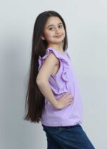 بلوزة أطفال بناتي بتصميم لامع مع كشكش - الصورة 3