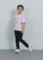 تيشيرت أطفال بناتيOversize بطباعة M بتصميم مورد