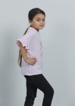 تيشيرت أطفال بناتيOversize بطباعة M بتصميم مورد - الصورة 3