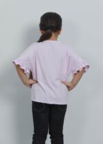تيشيرت أطفال بناتيOversize بطباعة M بتصميم مورد - الصورة 4