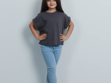 تيشيرت أطفال بناتي Oversize سادة