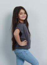 تيشيرت أطفال بناتي Oversize سادة - الصورة 3
