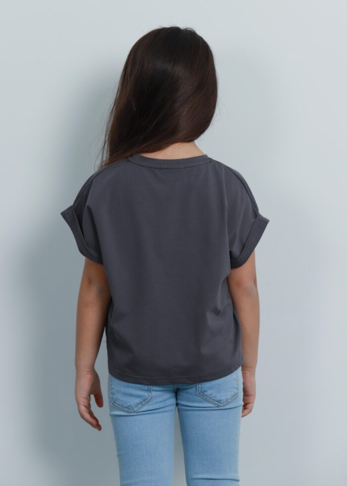 ⁦تيشيرت أطفال بناتي Oversize سادة⁩ - الصورة ⁦4⁩