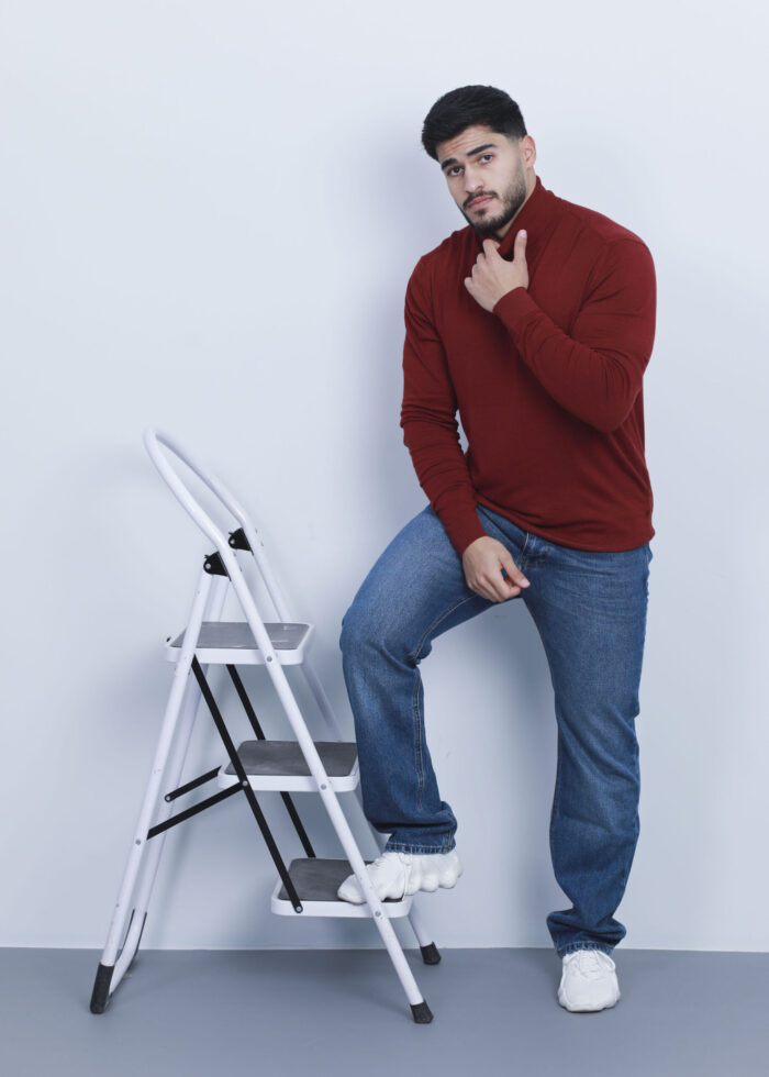 Men Plain High-Neck Blouse - Image 1