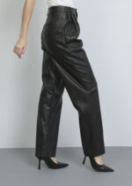 Women Leather Pleated Trouser - Image 3