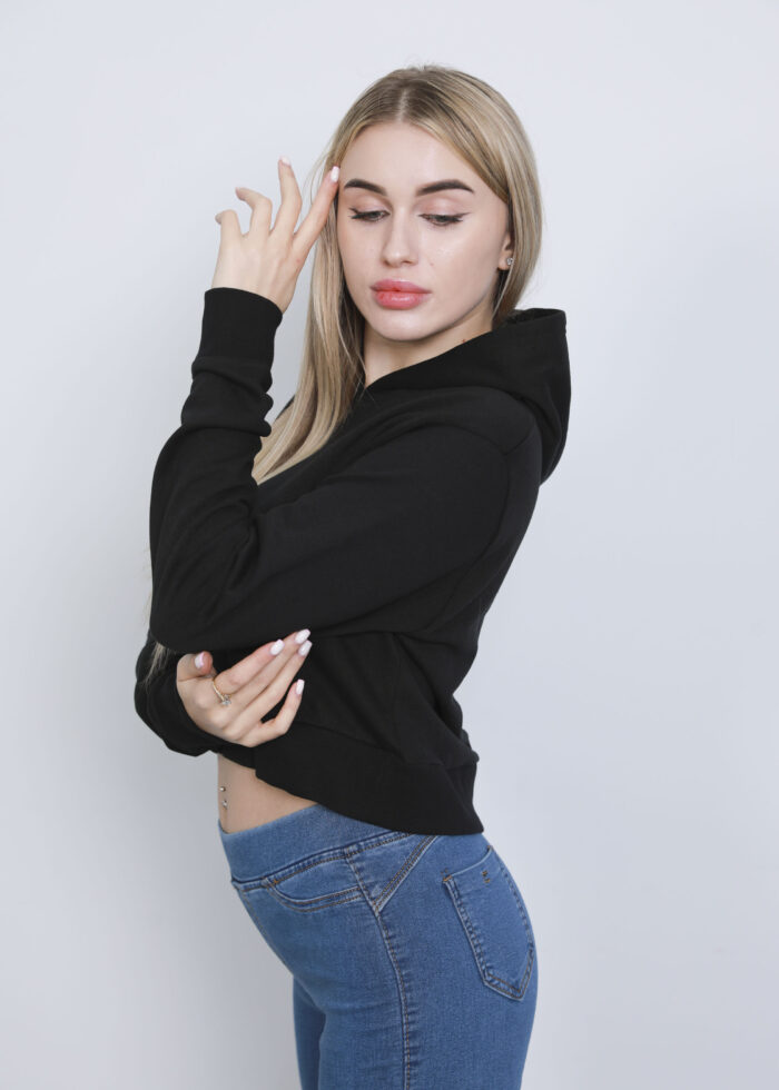 ⁦هودي نسائي سادة قصير⁩ - الصورة ⁦3⁩