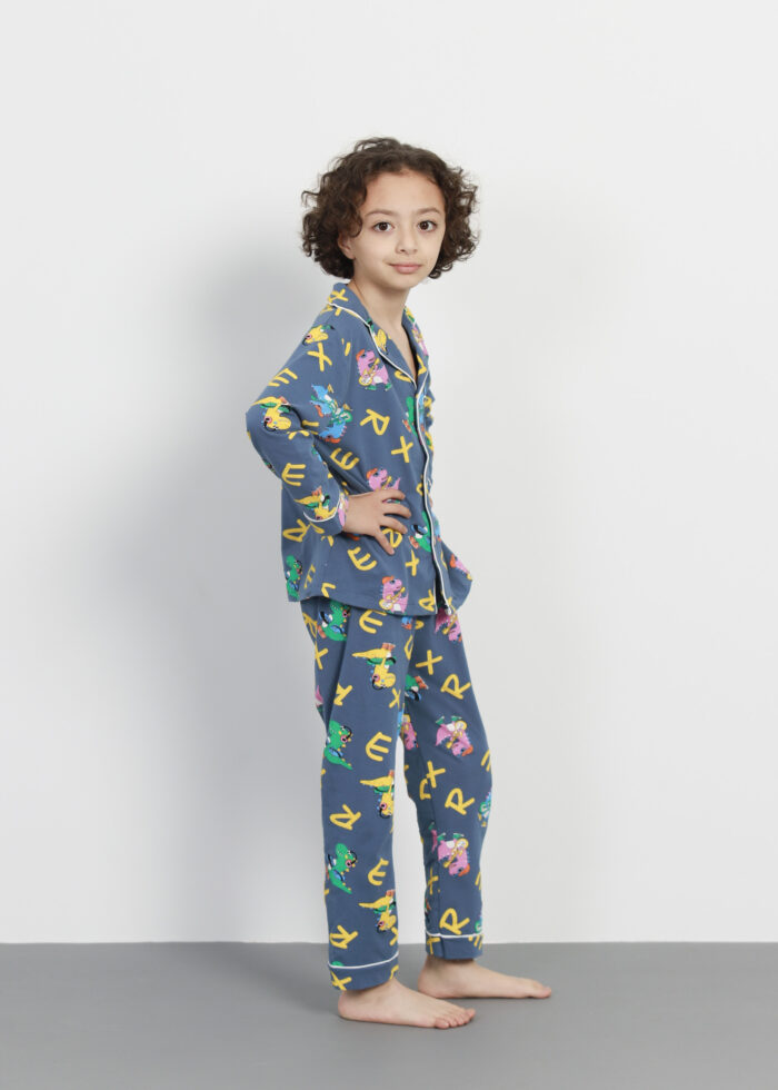 Kids Boy Dinosaurs and Alphabet Printed Two Pieces Pajama - Image 3