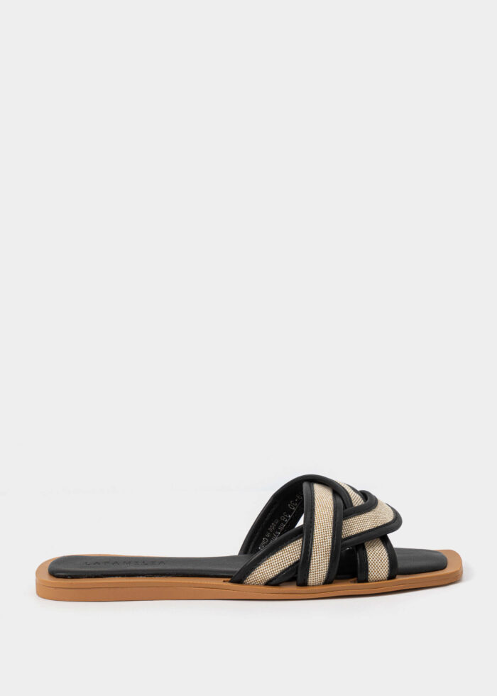 Women Leather and Fabric Slipper - Image 1