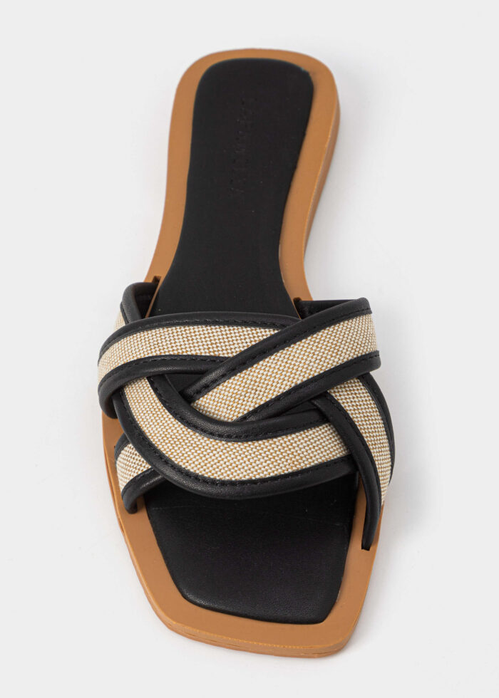 Women Leather and Fabric Slipper - Image 3