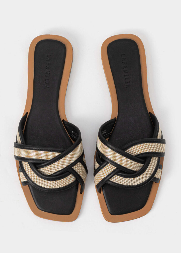 Women Leather and Fabric Slipper - Image 4