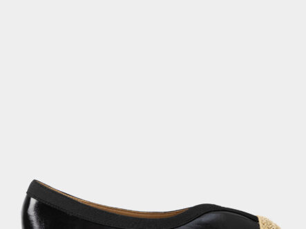 Women Leather and Straw Ballerina Shoes