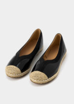 Women Leather and Straw Ballerina Shoes - Image 2