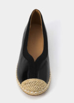 Women Leather and Straw Ballerina Shoes - Image 3