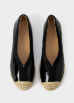 Women Leather and Straw Ballerina Shoes - Image 4