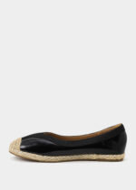 Women Leather and Straw Ballerina Shoes - Image 5