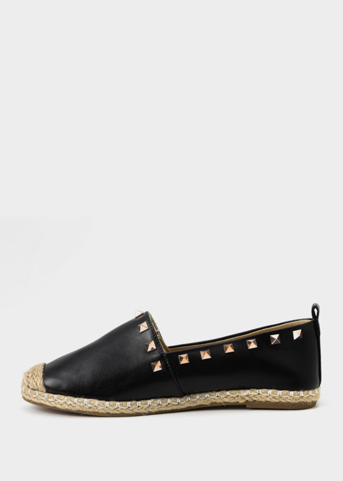 Women Leather and Straw Ballerina Shoes - Image 5