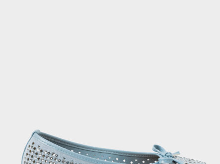 Women Suede Strass Decor Ballerina Shoes