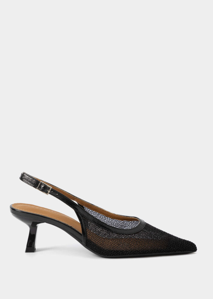 Women Mesh Fabric Heels Sandal - Image 1