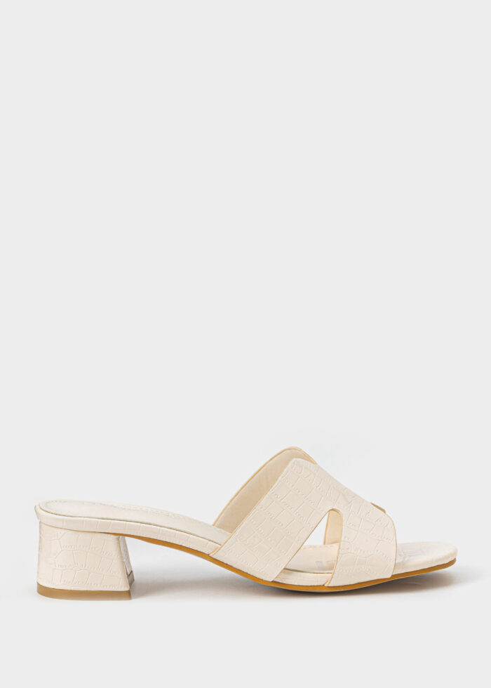 Women Patterned Leather Heels Slipper - Image 1
