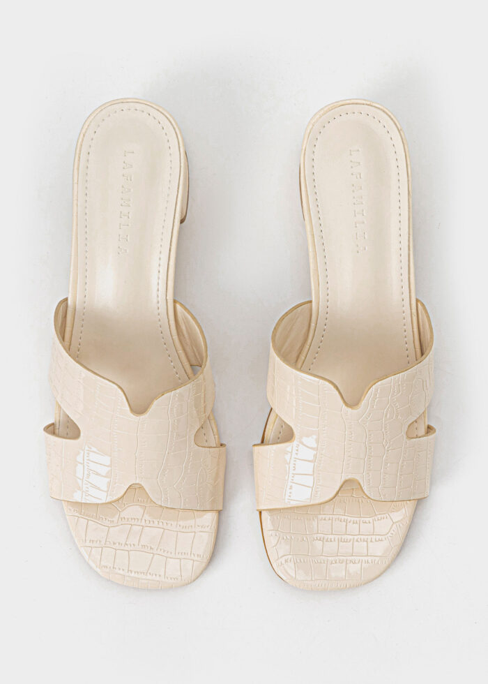 Women Patterned Leather Heels Slipper - Image 4