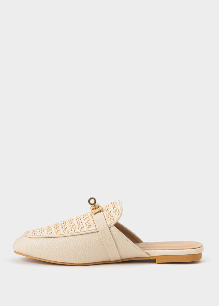 Women Leather and Straw Slipper - Image 5