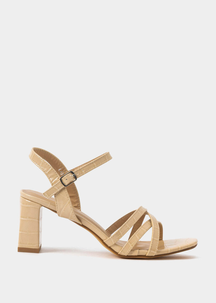Women Patterned Leather Heels Sandal - Image 1