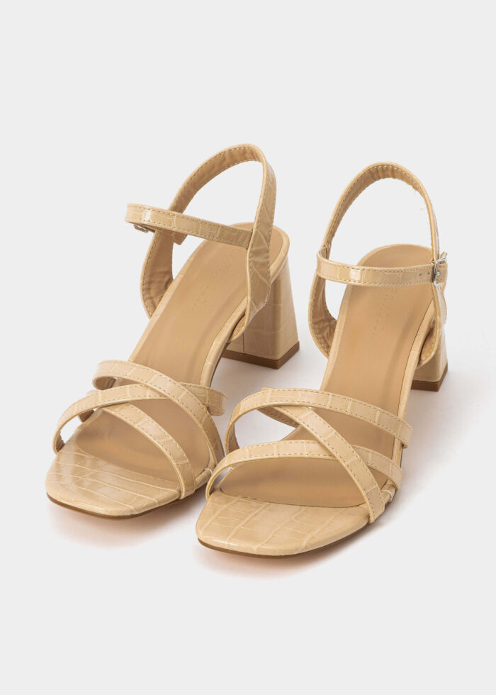 Women Patterned Leather Heels Sandal - Image 2