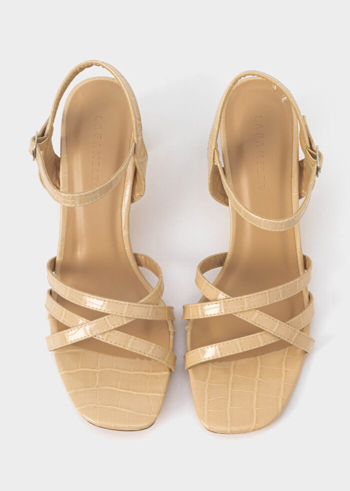 Women Patterned Leather Heels Sandal - Image 4
