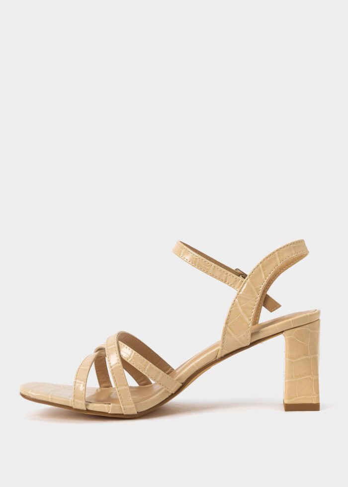 Women Patterned Leather Heels Sandal - Image 5