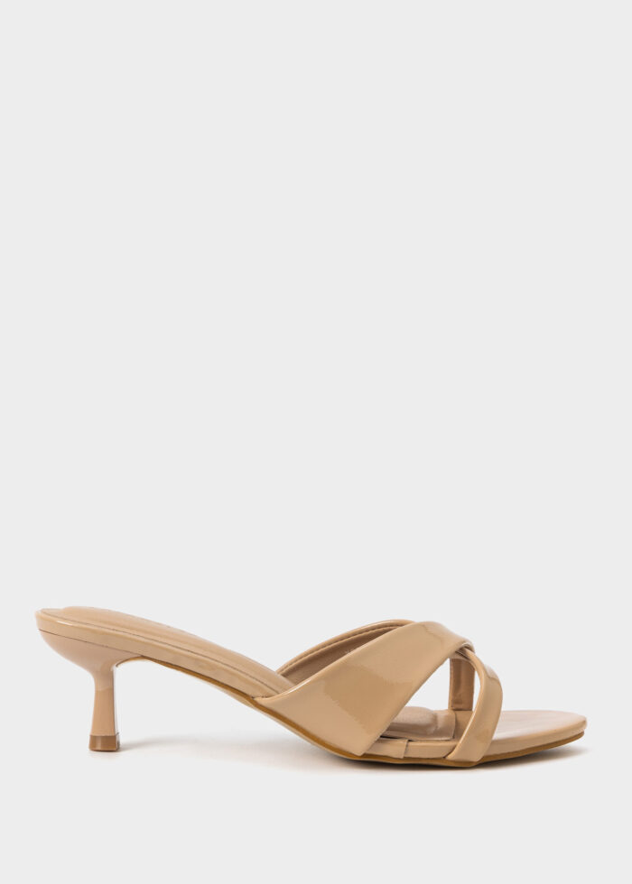 Women Patent Leather Heels Slipper - Image 1