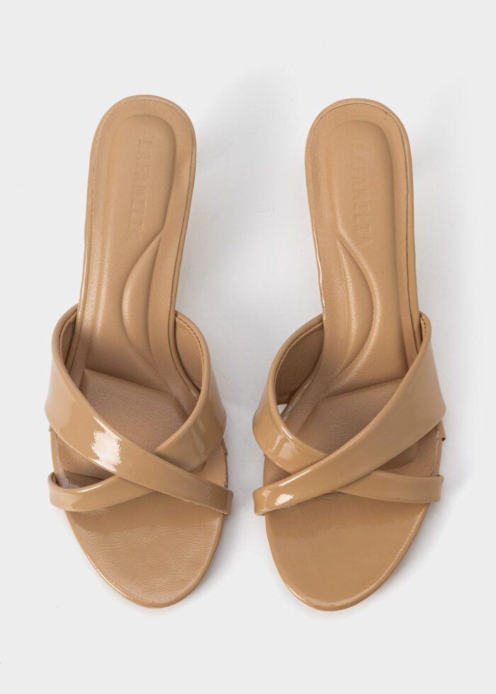 Women Patent Leather Heels Slipper - Image 4
