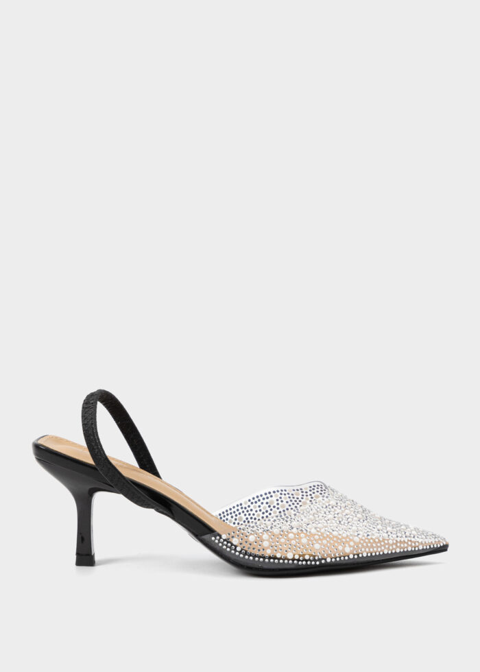 Women Strass and Pearls Decor Heels Sandal - Image 1