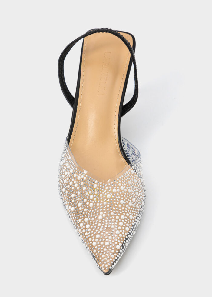 Women Strass and Pearls Decor Heels Sandal - Image 3