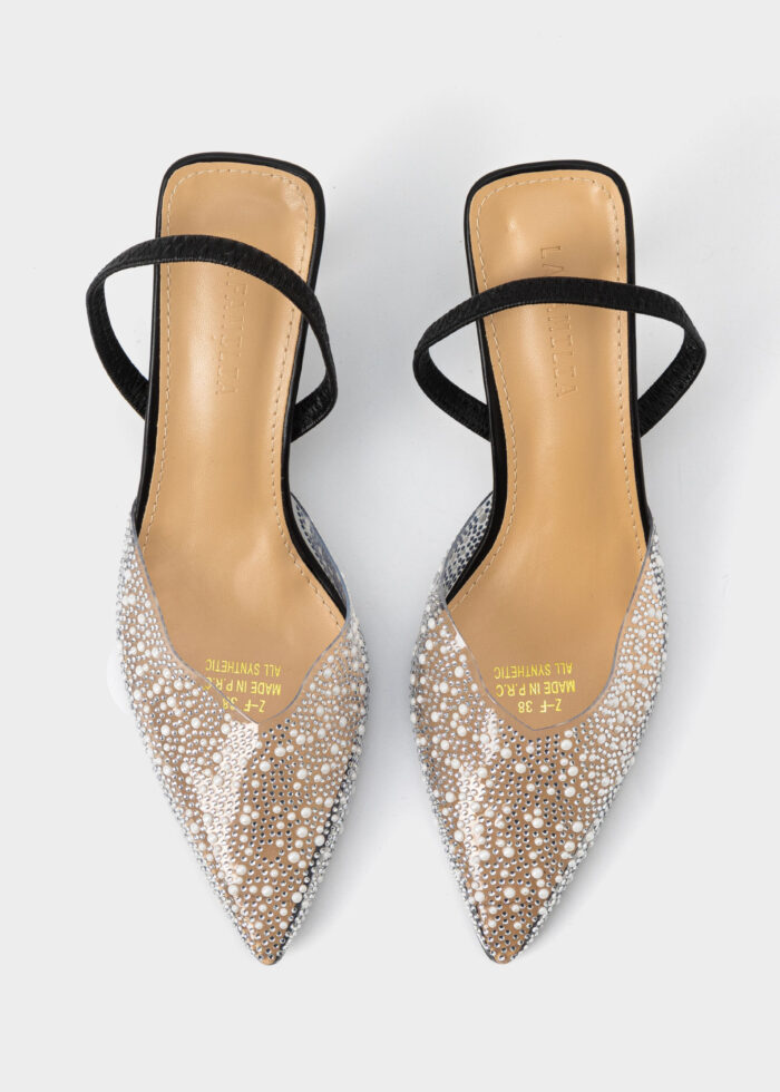 Women Strass and Pearls Decor Heels Sandal - Image 4