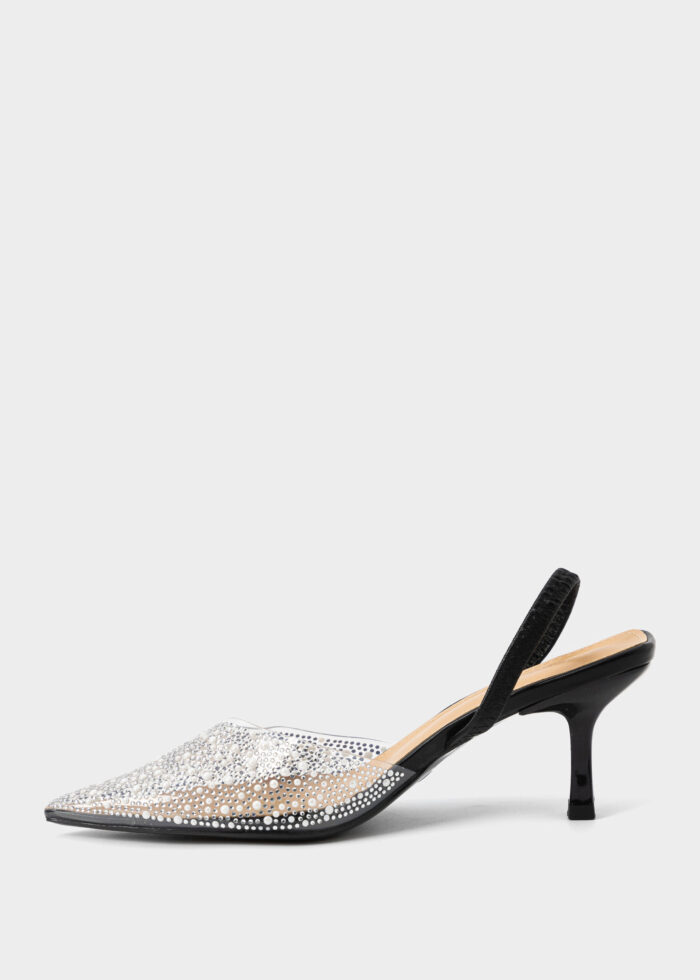 Women Strass and Pearls Decor Heels Sandal - Image 5
