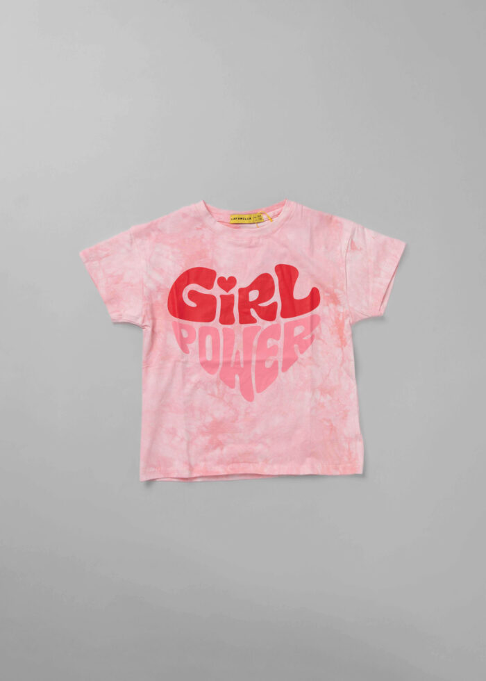 Kids Girl Tie-Dye "Girl Power" Printed T-Shirt - Image 1