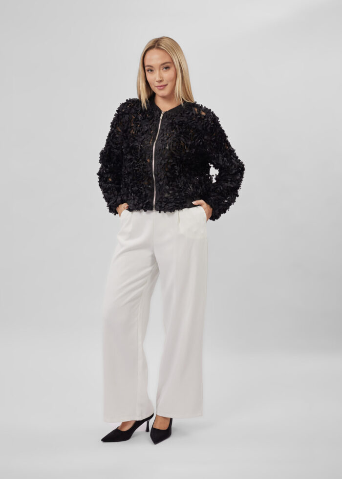 Women Tulle Flowers Decor Jacket - Image 1