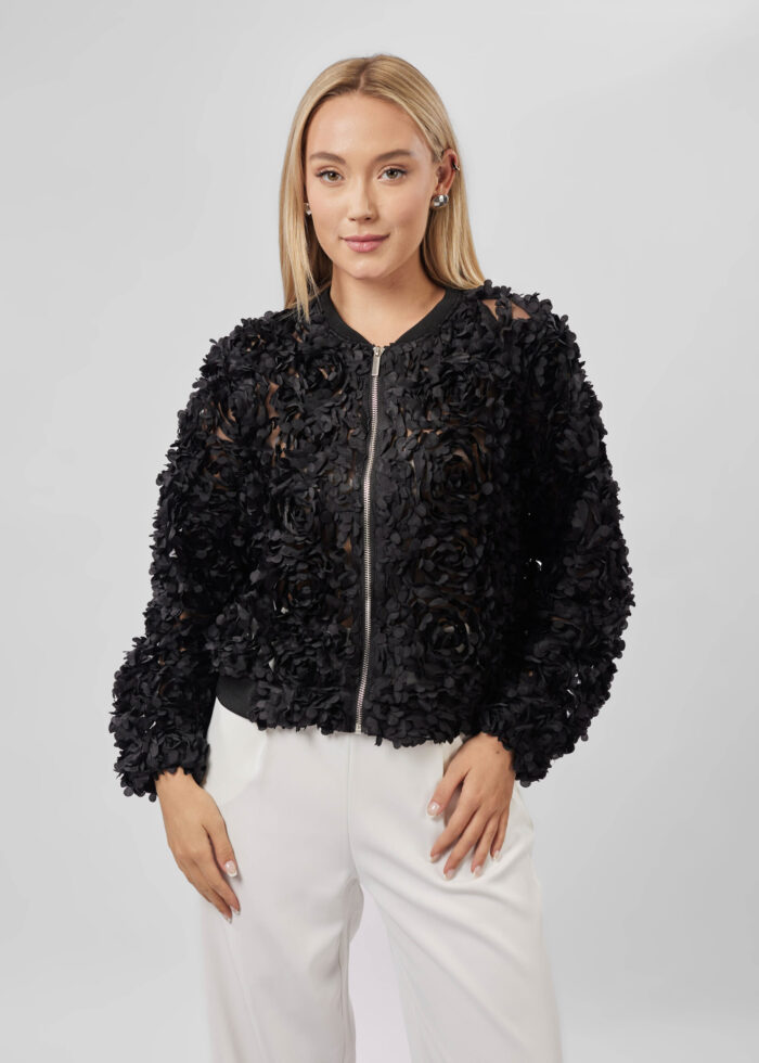 Women Tulle Flowers Decor Jacket - Image 2