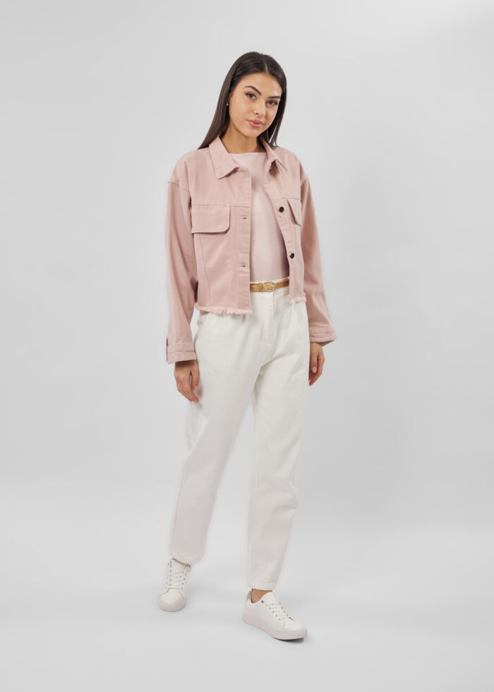 Women Cropped Jeans Jacket - Image 2