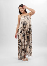 Women Pleated Printed Short Dress - Image 2
