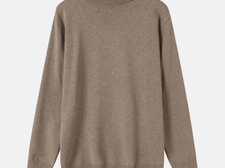 Men Turtleneck Plain Blouse