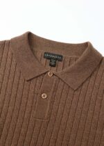 Men Knitted Striped Fabric Polo Shirt - Image 2