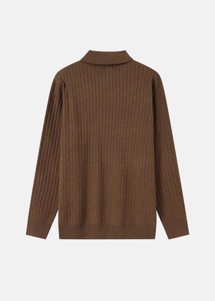 Men Knitted Striped Fabric Polo Shirt - Image 6