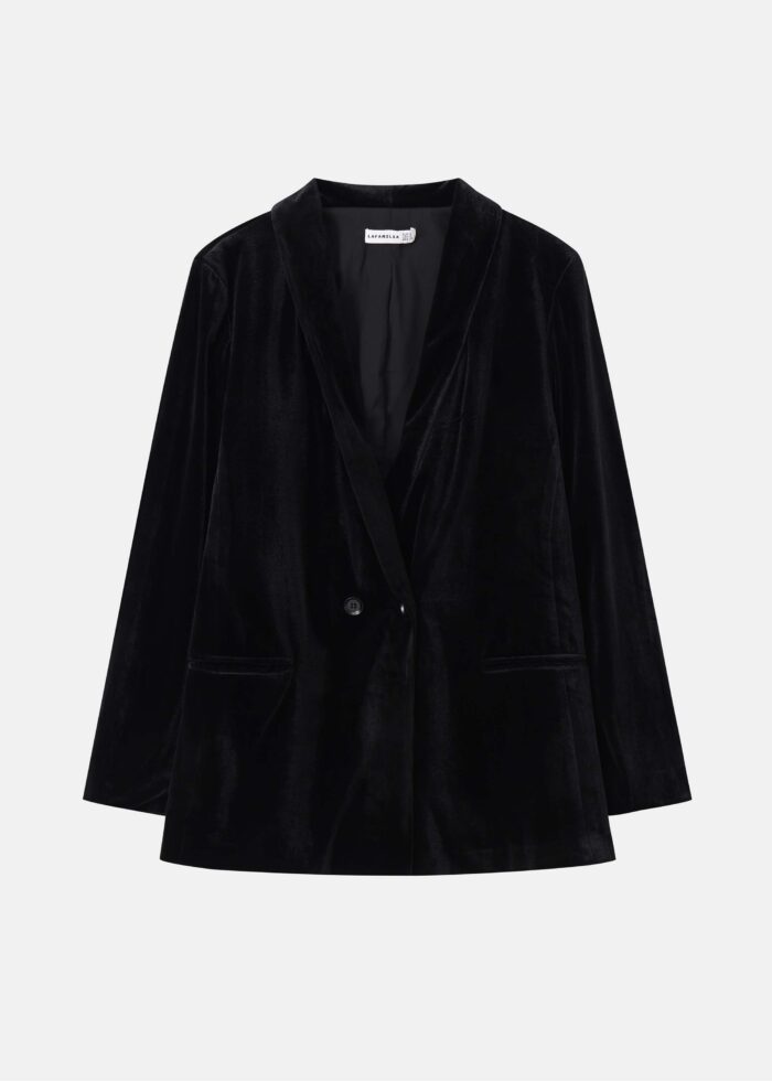 Women Velvet Plain Blazer - Image 1