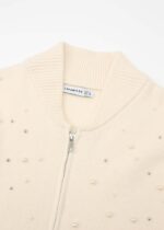 Women Knitted Pearls Decor Jacket - Image 2