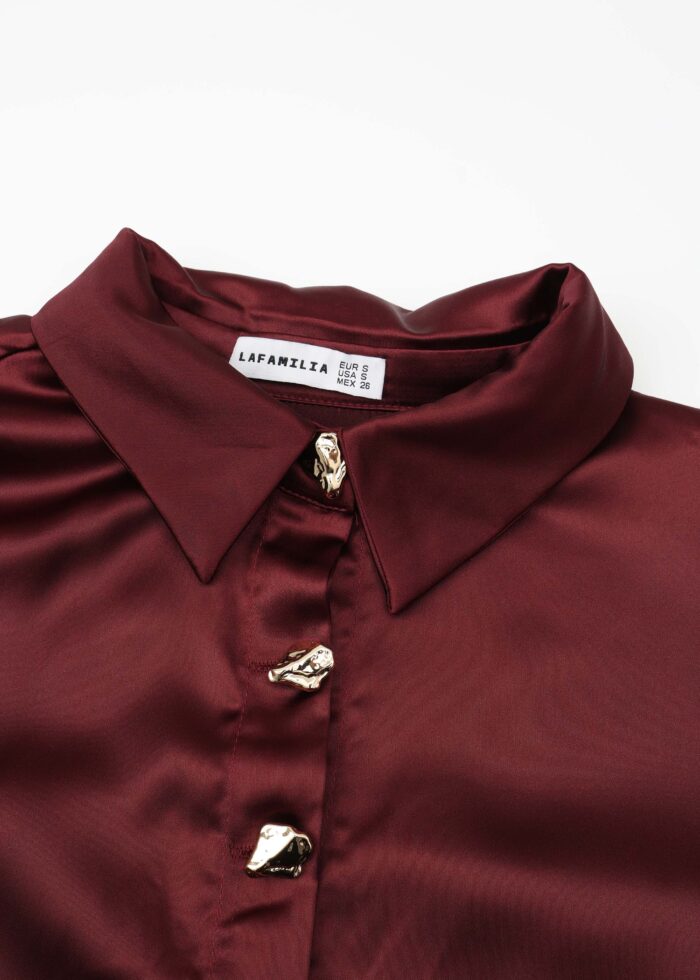 Women Plain Satin Shirt - Image 2