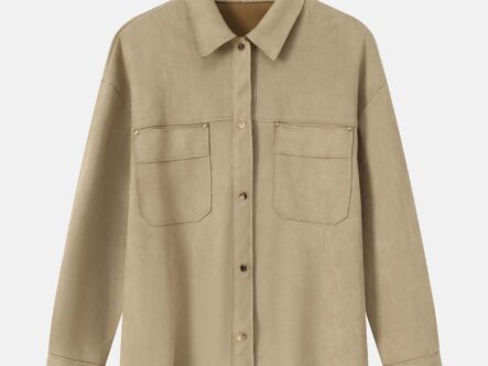Women Suede Plain Shirt