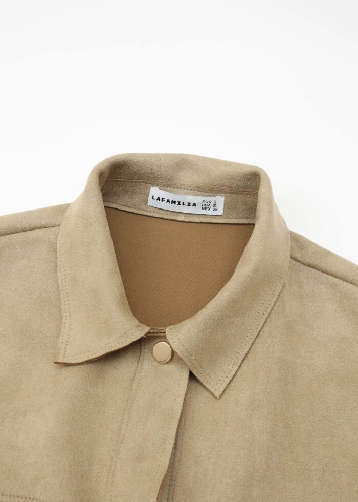 Women Suede Plain Shirt - Image 2