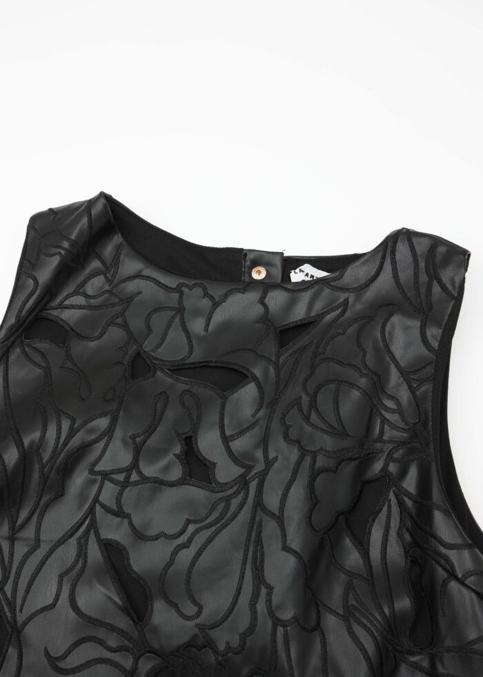 Women Embroidery Leather Short Dress - Image 2