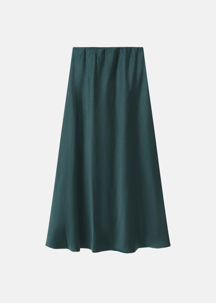 Women Plain Satin Long Skirt - Image 1